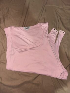 Fitted Pink Ribbed Tank Bodysuit - Essentials